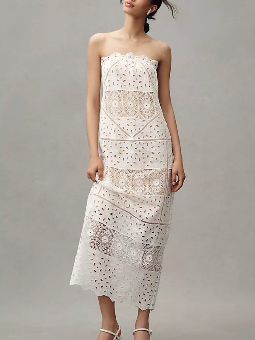 BHLDN Strapless Eyelet Column Maxi Dress - NWT